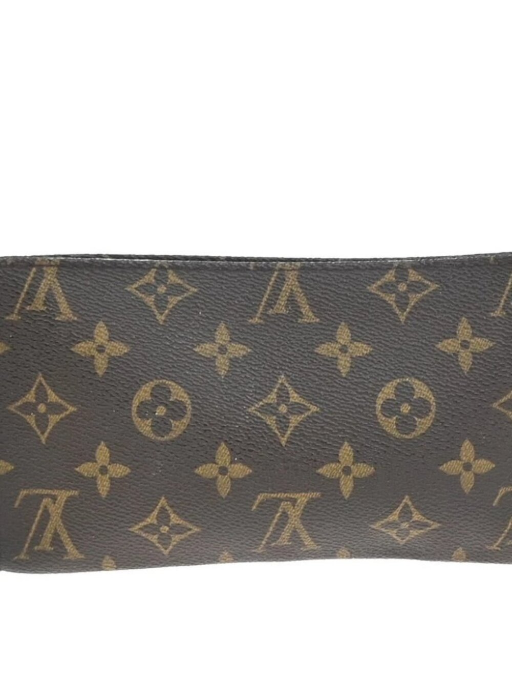 LOUIS VUITTON LV Logo Bucket GM Pouch Bag Monogram Leather Brown Gold 04KP602 - Picture 1 of 13
